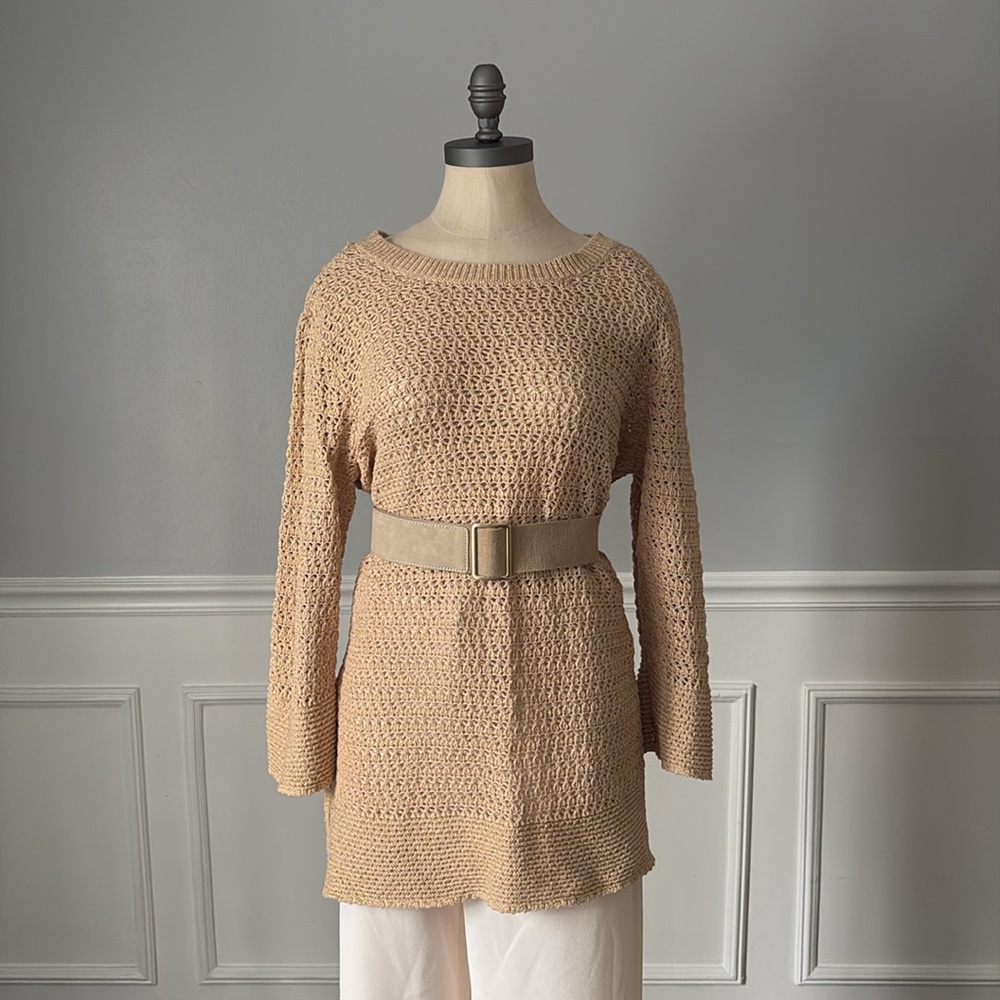 Chico's Metallic Open Knit Sweater
